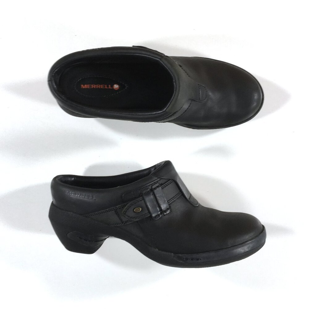Merrell Luxe Plunge Mules Womens Size 8 Black Leather J48543